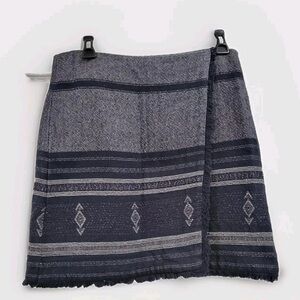 LOFT Dark Gray Patterned Mini Skirt